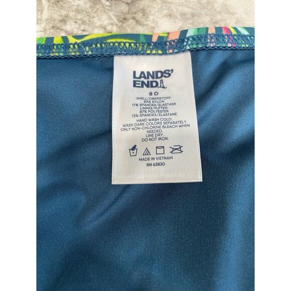 NEW Lands End 8 DD Tropical Palm High Neck Tankini SWIM TOP Built In Bra NWT - Picture 4 of 6